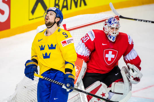 Adrian Kempe of Sweden looks dejected