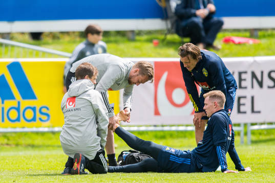 Emil Krafth receives medical attention