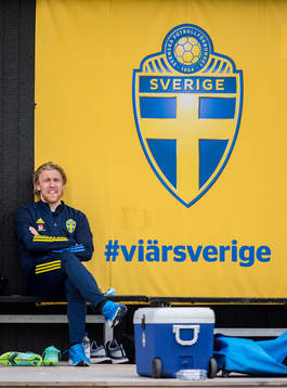 Emil Forsberg afrer a training session with the Swedish