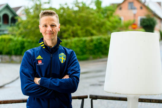 Goalkeeper coach Maths Elfvendal of the Swedish national