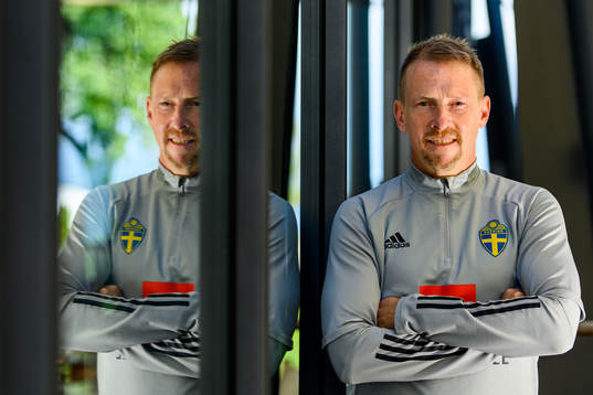 Physio Fredrik Larsson of the Swedish national football