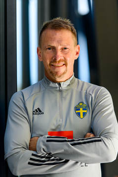 Physio Fredrik Larsson of the Swedish national football
