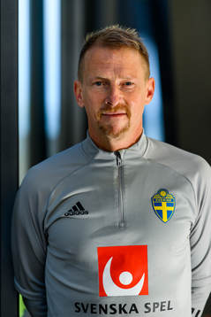 Physio Fredrik Larsson of the Swedish national football