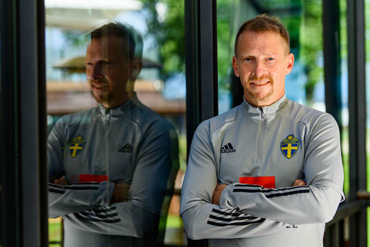 Physio Fredrik Larsson of the Swedish national football