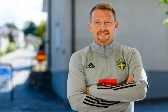Physio Fredrik Larsson of the Swedish national football