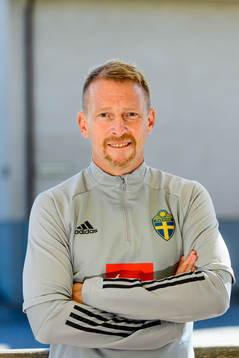Physio Fredrik Larsson of the Swedish national football