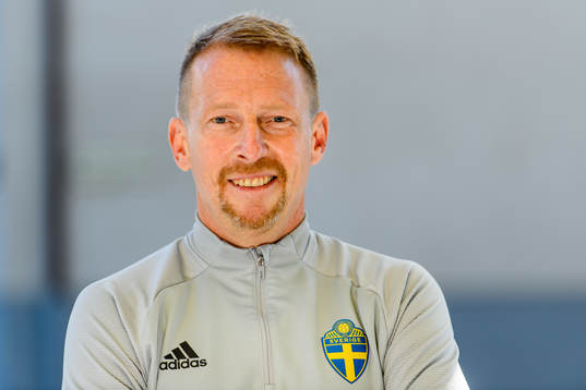 Physio Fredrik Larsson of the Swedish national football