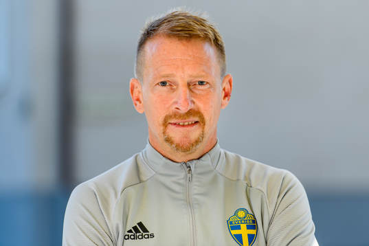 Physio Fredrik Larsson of the Swedish national football