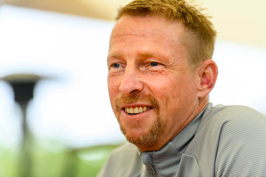 Physio Fredrik Larsson of the Swedish national football
