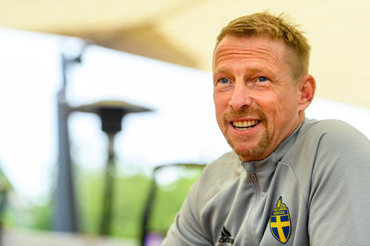 Physio Fredrik Larsson of the Swedish national football