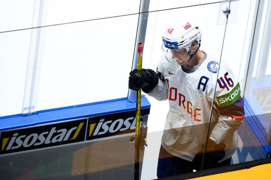 Mathis Olimb of Norway looks dejected in the penalty box