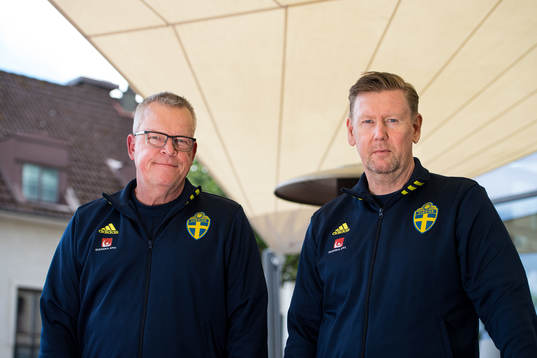 Head coach Janne Andersson and assistant coach Peter