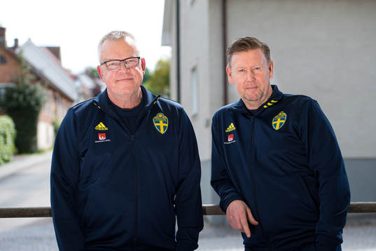 Head coach Janne Andersson and assistant coach Peter