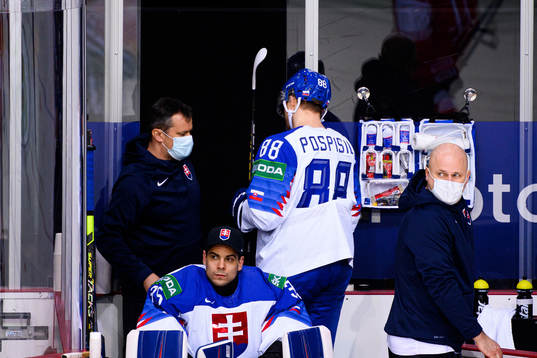 Kristian Pospisil of Slovakia leaves the ice