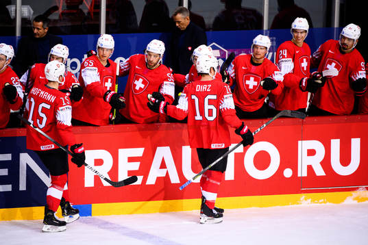 Raphael Diaz of Switzerland celebrates the 1-0 goal