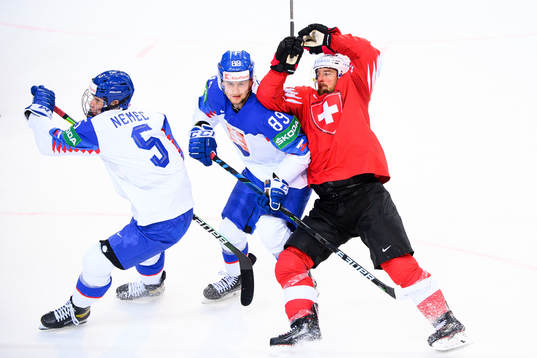 Tristan Scherwey of Switzerland agianst Simon Nemec and