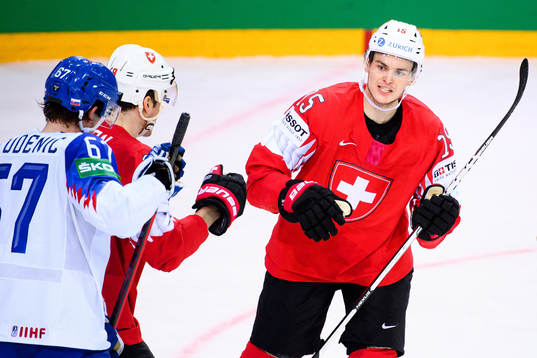 Gregory Hofmann of Switzerland celebrates the 7-1 goal