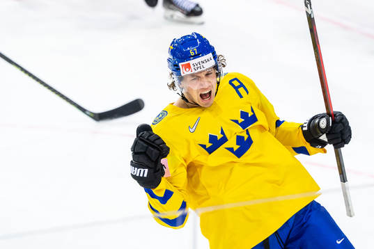 Rickard Rakell of Sweden celebrates 2-0