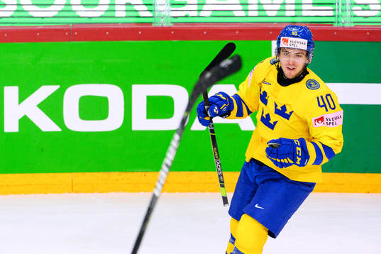 Andreas Wingerli of Sweden celebrates the 1-0 goal