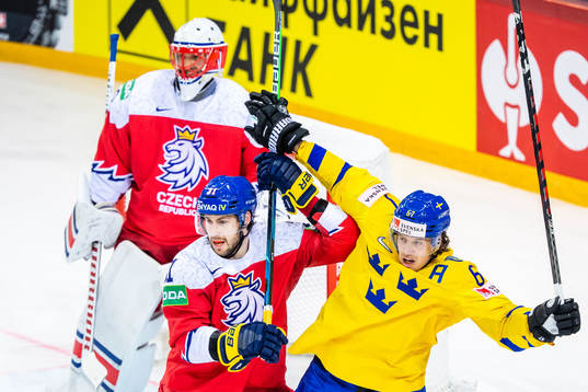Lukas Klok of Czech Republic and Rickard Rakell of Sweden