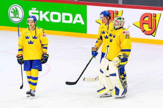 Lawrence Pilut , Victor Olofsson and goalkeeper Adam
