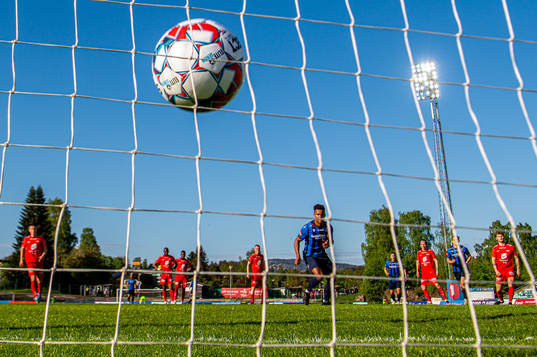Sammy Skytte of Stabæk scores the 0-1 goal from the