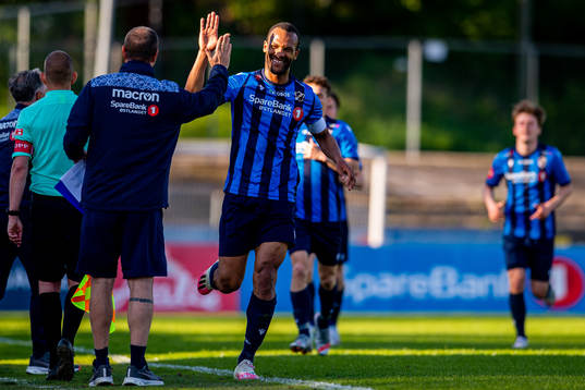 Yaw Ihle Amankwah of Stabæk celebrates