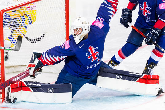 Goalkeeper Ben Bowns of Great Britain with a save