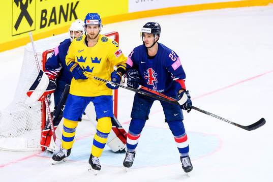 Adrian Kempe of Sweden against goalkeeper Ben Bowns and