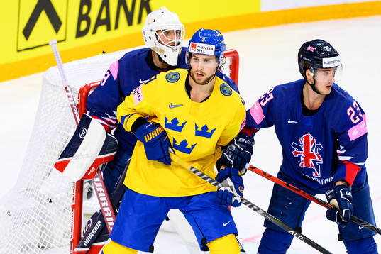 Adrian Kempe of Sweden against goalkeeper Ben Bowns and