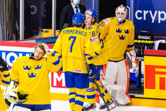 Henrik Tömmernes, Victor Olofsson and goalkeeper Viktor