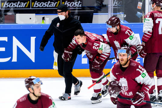 Mikelis Redlihs of Latvia in pain