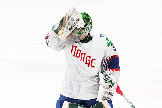 Goalkeeper Henrik Haukeland of Norway looks dejected