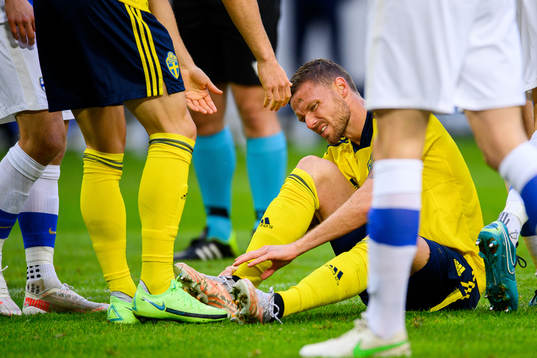 Marcus Berg of Sweden in pain