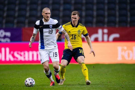 Joni Kauko of Finland and Emil Krafth of Sweden