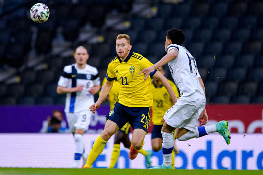 Dejan Kulusevski of Sweden and Pyry Soiri of Finland