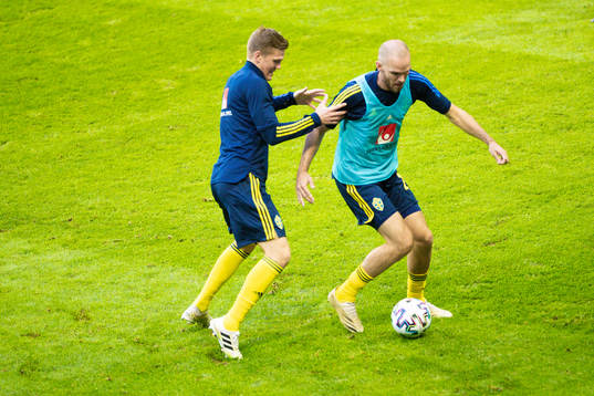 Emil Krafth and Marcus Danielson of Sweden
