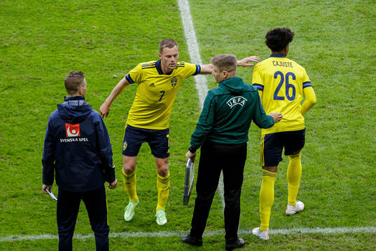 Jens-Lys Cajuste of Sweden as a substitute for Sebastian