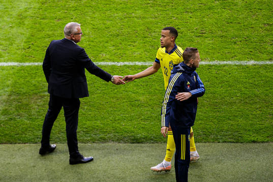Janne Andersson, head coach and Robin Quaison of Sweden