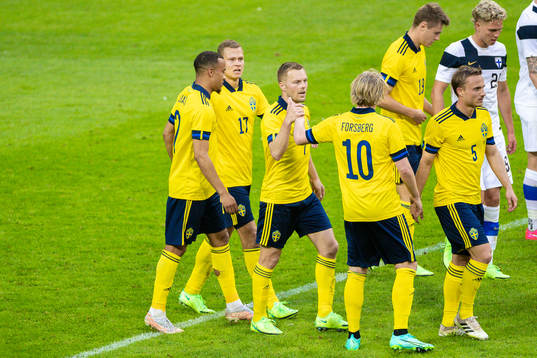 Sebastian Larsson and Emil Forsberg of Sweden celebrates