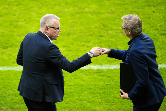 Janne Andersson, head coach of Sweden and Markku Kanerva,