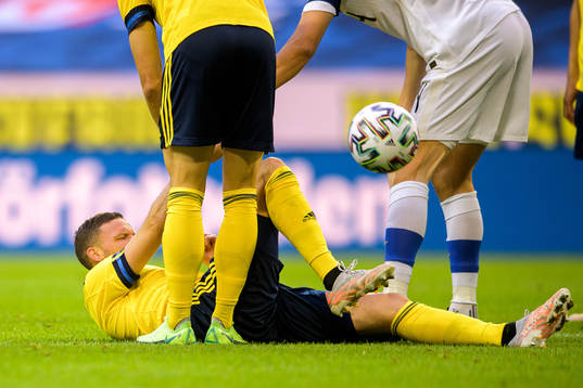Marcus Berg of Sweden in pain