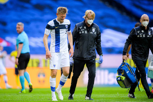 Juhani Ojala of Finland in pain