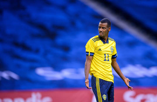 Alexander Isak of Sweden reacts