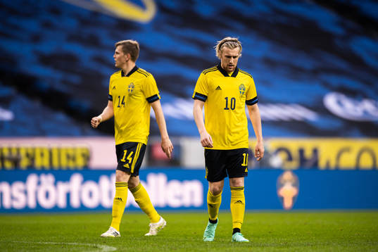 Filip Helander and Emil Forsberg of Sweden