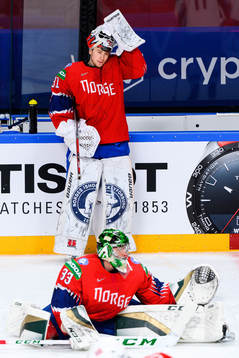 Goalkeepers Jonas Arntzen and Henrik Haukeland of Norway