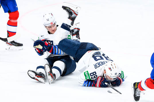 Tage Thompson and Justin Abdelkader of USA