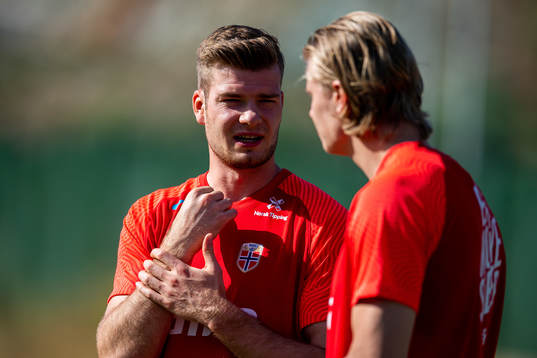 Alexander Sørloth and Erling Braut Haaland of the