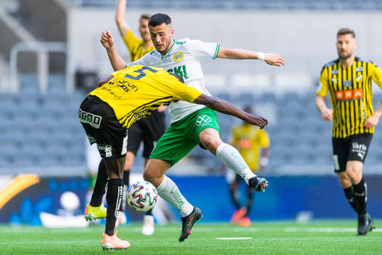 Häckens Godswill Ekpolo och Hammarbys Astrit Selmani