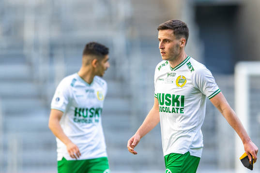 Hammarbys Jeppe Andersen deppar när han lämnar plan